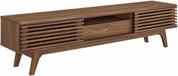 Modway Render 70" Mid-Century Modern Low Profile Entertainment TV Stand, 70 Inch, Walnut Walnut - LeafyLoom
