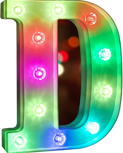 Glintee Light Up Letters Letter Lights - Colorful LED Letters Lights Alphabet for Romantic Valentines Day Night Lights Wedding Birthday Party Home Bar Decor- (Colorful D) - LeafyLoom
