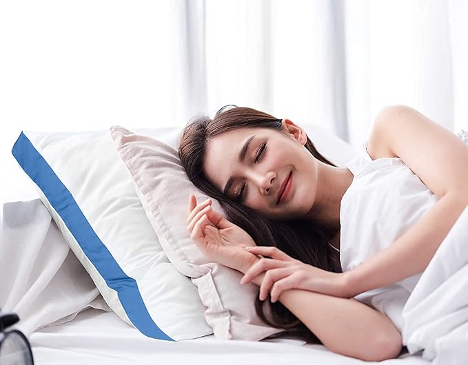 Utopia Bedding Bed Pillows for Sleeping Queen Size (Blue), Set of 2, Cooling Hotel Quality, Gusseted Pillow for Back, Stomach or Side Sleepers - LeafyLoom