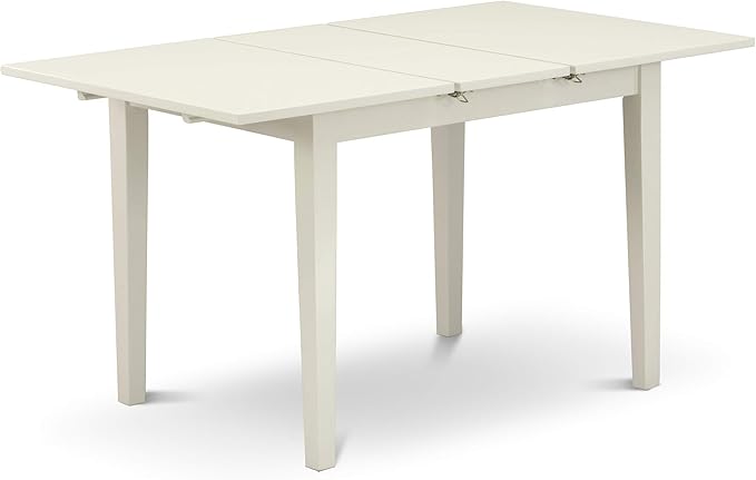 East West Furniture NOVA5-LWH-W 5 Piece Dining Room Table Set Includes a Rectangle Kitchen Table with Butterfly Leaf and 4 Dining Chairs, 32x54 Inch, Linen White - LeafyLoom