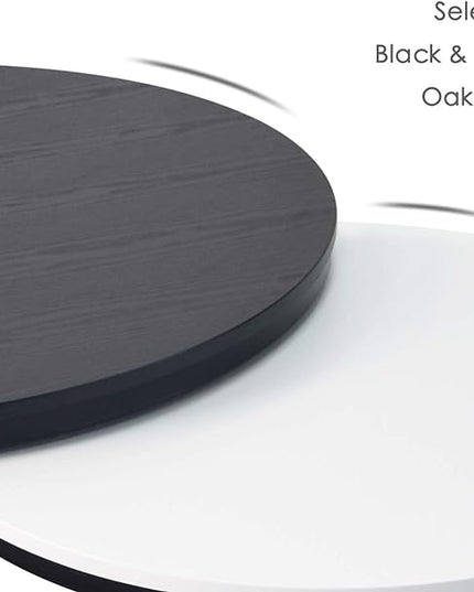 Usinso Round Coffee Tables,2 Round Nesting Table Set Circle Coffee Table with Storage Open Shelf for Living Room Modern Minimalist Style Furniture Side End Table of Stable(Black & White) - LeafyLoom