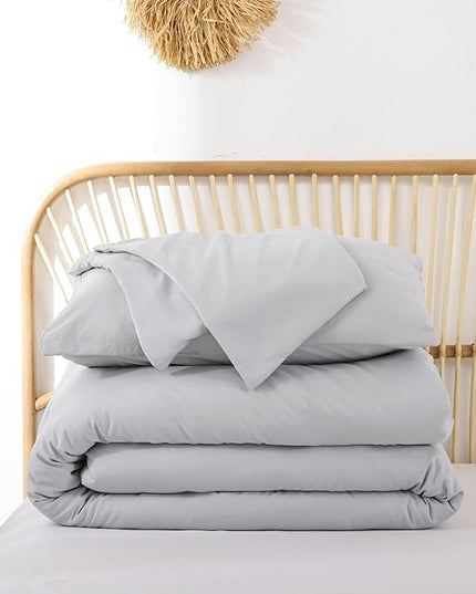 ROSGONIA Oversized King Comforter Light Gray, 3pcs (1 Grey Comforter & 2 Pillowcases), Soft Lightweight Oversized King Size Comforter Sets Bedding - LeafyLoom