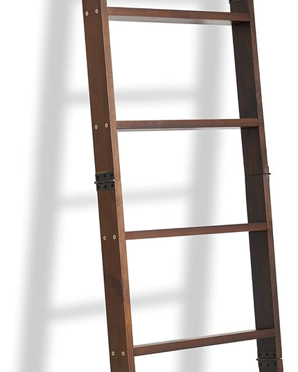 VASGOR 68" Blanket Ladder Wooden Decorative, Wall Leaning Blanket Holder Rack (Rustic) - LeafyLoom