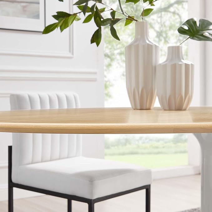 Modway Lippa Dining Table, 78", White Natural - LeafyLoom