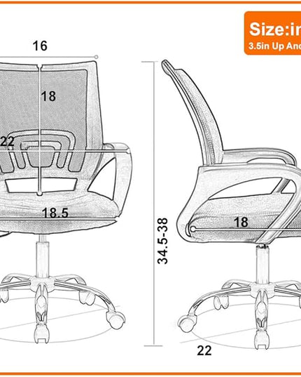 Direct Ergonomic Office Chair Home Desk Task Computer Gaming with Back Lumbar Support Armrest Swivel Modern Adjustable Rolling Executive Mesh for Women Men, Black - LeafyLoom