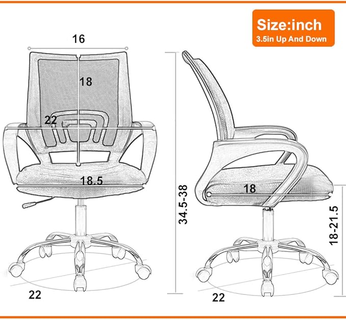 Direct Ergonomic Office Chair Home Desk Task Computer Gaming with Back Lumbar Support Armrest Swivel Modern Adjustable Rolling Executive Mesh for Women Men, Black - LeafyLoom