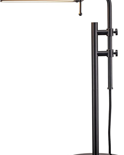 O'Bright Aurora LED Pharmacy Desk Lamp - Swing Arm, Industrial Design for Reading, Crafting, Work,10W LED, Adjustable Height 18.5-24.5 inches - Ideal for Living Room, Bedside, Office - Black - LeafyLoom