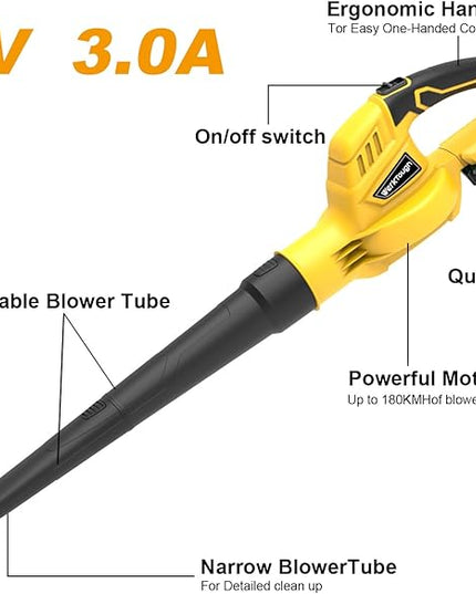 20V Cordless Leaf Blower with Battery Fast Charger Leaf Blower Sweeper (yellow 3.0A) - LeafyLoom