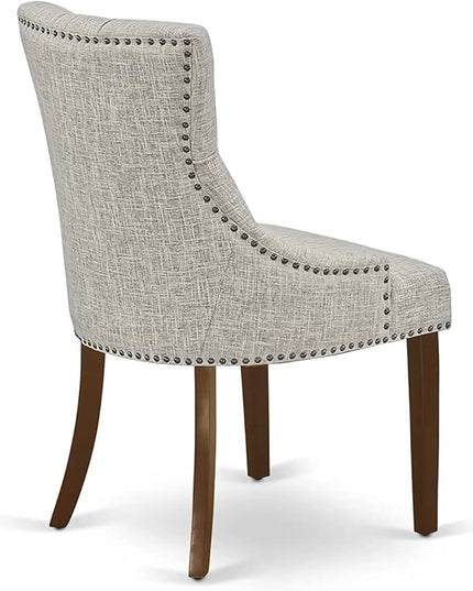 East West Furniture NOFR3-MAH-05 Norfolk 3 Piece Kitchen Set Contains a Rectangle Dining Room Table with Butterfly Leaf and 2 Doeskin Linen Fabric Parsons Chairs, 32x54 Inch - LeafyLoom