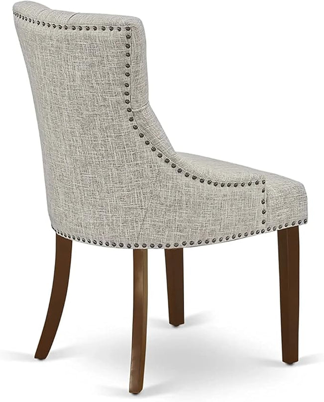 East West Furniture NOFR3-MAH-05 Norfolk 3 Piece Kitchen Set Contains a Rectangle Dining Room Table with Butterfly Leaf and 2 Doeskin Linen Fabric Parsons Chairs, 32x54 Inch - LeafyLoom