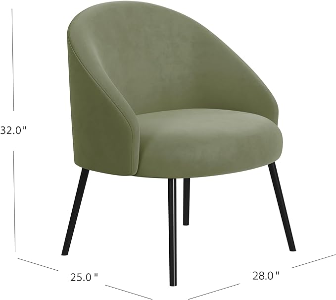 HomePop Upholstered Modern Living Room & Bedroom | Decorative Home Furniture Accent Chair, Light Sage Green Velvet - LeafyLoom