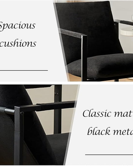Wimarsbon Modern Accent Chair, Mid Century Sitting Chair with Sponge Cushion, Comfy and Sturdy Lounge Chair with Metal Leg for Bedroom, Living Room, Office,Easy Assembly (Chenille-Black) - LeafyLoom