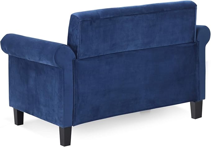 Furinno Bastia Vintage Modern Chesterfield Button Tufted Loveseat/Sofa Couch for Living Room, Navy Velvet - LeafyLoom