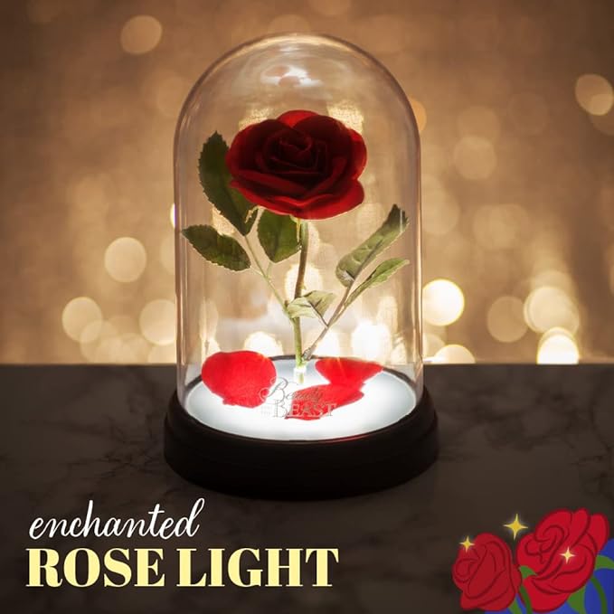Paladone Beauty and The Beast Enchanted Rose Light, Touch Activated, Officially Licensed Disney Merchandise - LeafyLoom