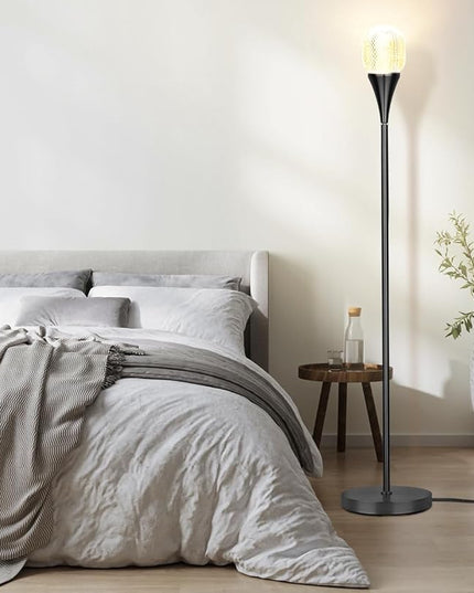 Modern Globe Floor Lamp, Minimalist Room Decor Standing Lamp, Dimmable LED Tall Floor Light for Living Room, Bedroom Decor, Full Range Dimming, Adjustable Color Temperature 3000K-6000K - Matte Black - LeafyLoom