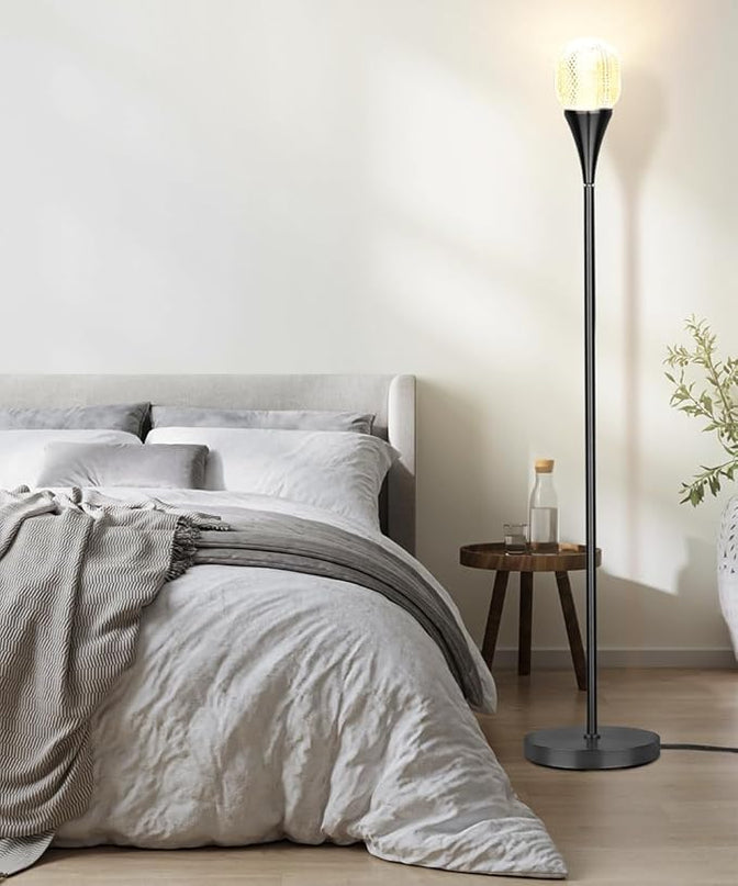 Modern Globe Floor Lamp, Minimalist Room Decor Standing Lamp, Dimmable LED Tall Floor Light for Living Room, Bedroom Decor, Full Range Dimming, Adjustable Color Temperature 3000K-6000K - Matte Black - LeafyLoom