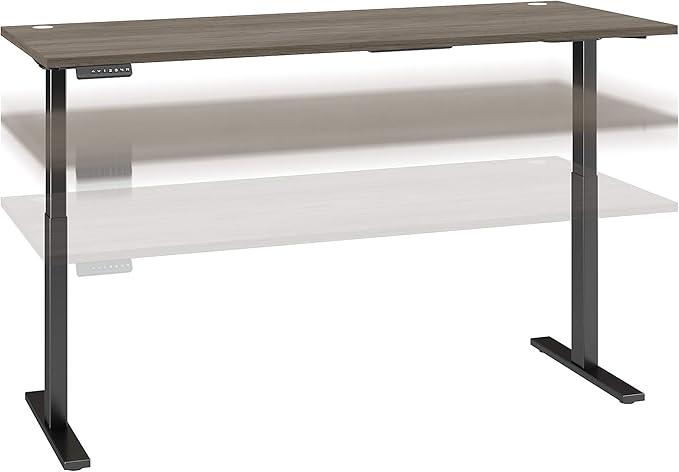 Bush Business Furniture Move 60 Electric Ergonomic Sit-Stand Computer Table for Home and Professional Office, 72W x 30D, Modern Hickory - LeafyLoom