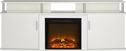 Ameriwood Home Carson Electric Fireplace TV Console for TVs up to 70", White - LeafyLoom