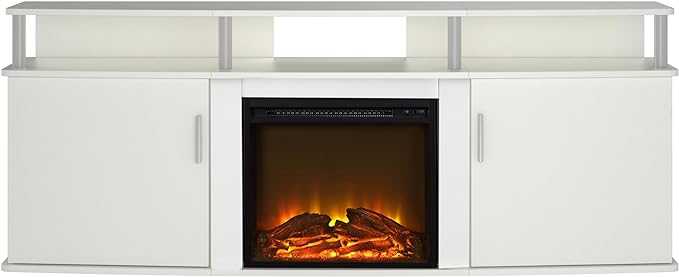 Ameriwood Home Carson Electric Fireplace TV Console for TVs up to 70", White - LeafyLoom