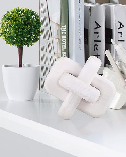 White Wooden Knot Bohemian Decoration Hand-Carved Knot Autumn Winter White Home Decor Suitable for Coffee Table Bedroom Living Room Minimalist Decoration（White） - LeafyLoom