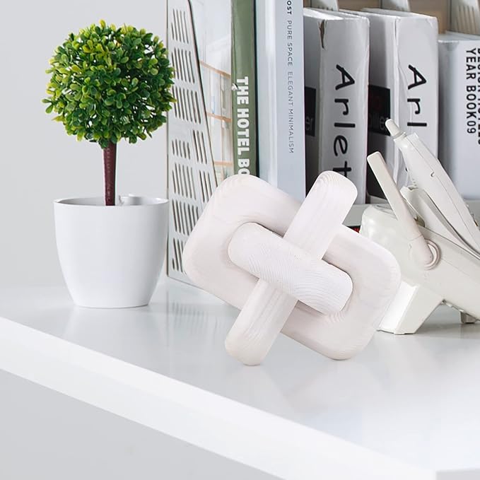 White Wooden Knot Bohemian Decoration Hand-Carved Knot Autumn Winter White Home Decor Suitable for Coffee Table Bedroom Living Room Minimalist Decoration（White） - LeafyLoom