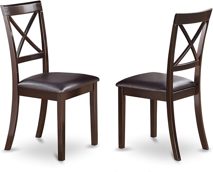 East West Furniture CABO7S-CAP-LC Capri 7 Piece Modern Dining Set Consist of a Rectangle Wooden Table and 6 Faux Leather Upholstered Chairs, 36x60 Inch - LeafyLoom