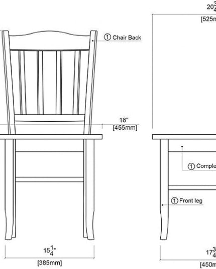 Boraam Colorado Shaker Dining Chairs, Set of 2-Walnut, 17" L x 21" W x 36" H, Aspen Valley - LeafyLoom