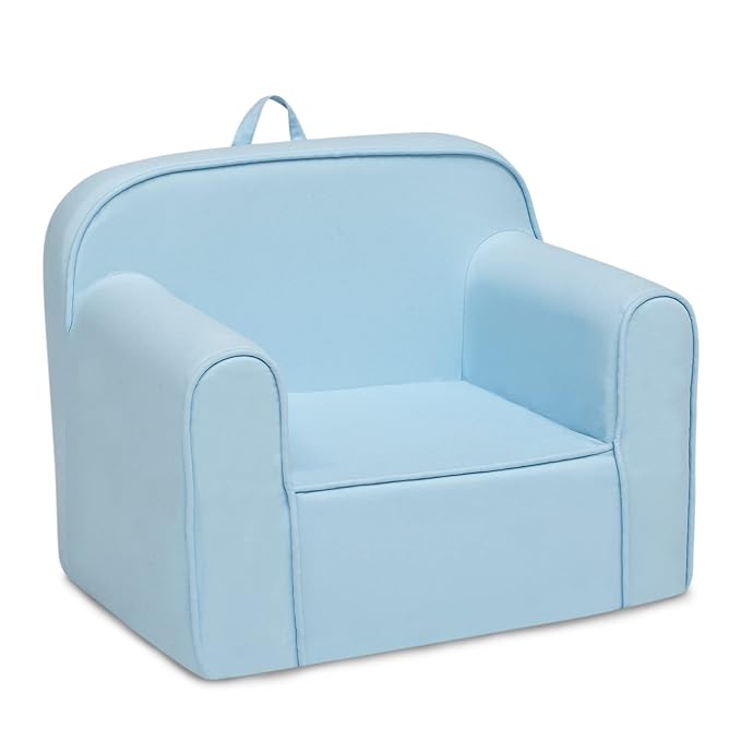 Delta Children Cozee Chair for Kids for Ages 18 Months and Up, Light Blue - LeafyLoom