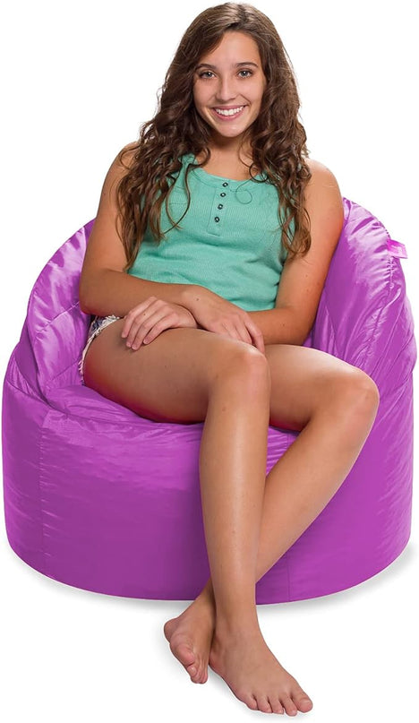 Posh Creations Structured Comfy Seat for Playrooms and Bedrooms, Large Bean Bag Chair, Sonoma Lounger, Purple - LeafyLoom