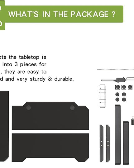 Radlove 59-Inch Large Electric Height Adjustable Computer L-Shaped Desk with Memory Controller Corner Standing Desk Modern Workstation with Splice Board Game Ergonomic Desk (Black Frame + Black Top) - LeafyLoom