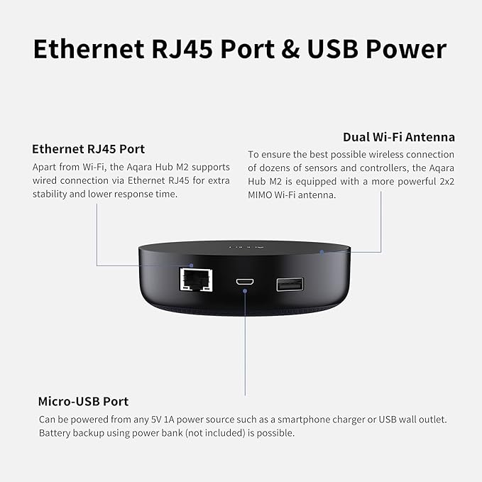 Aqara Smart Hub M2 (2.4 GHz Wi-Fi Required), Smart Home Bridge for Alarm System, IR Remote Control, Home Automation, Supports Alexa, Google Assistant, Apple HomeKit and IFTTT Aqara