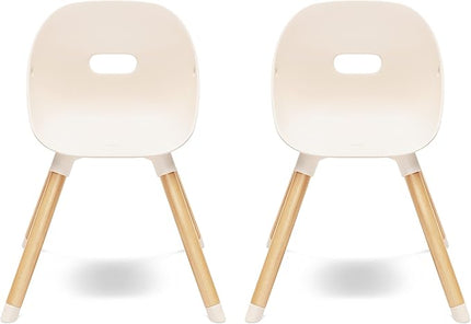 Lalo The Play Chair, Wooden and Non-Toxic Plastic Kids and Toddler Chair - Sturdy Bucket Seat and Easy to Clean Kids Chair with up to 200 lb. Weight Capacity, Set of 2 - Grapefruit - LeafyLoom