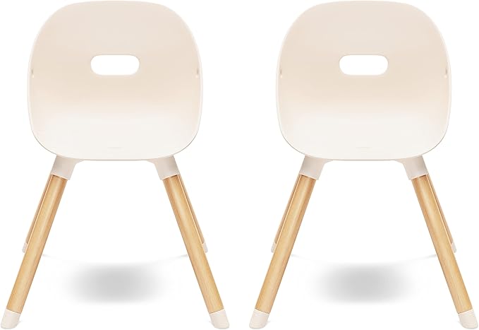 Lalo The Play Chair, Wooden and Non-Toxic Plastic Kids and Toddler Chair - Sturdy Bucket Seat and Easy to Clean Kids Chair with up to 200 lb. Weight Capacity, Set of 2 - Grapefruit - LeafyLoom
