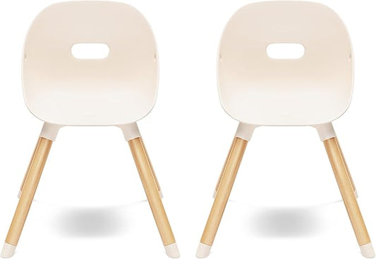 Lalo The Play Chair, Wooden and Non-Toxic Plastic Kids and Toddler Chair - Sturdy Bucket Seat and Easy to Clean Kids Chair with up to 200 lb. Weight Capacity, Set of 2 - Grapefruit - LeafyLoom