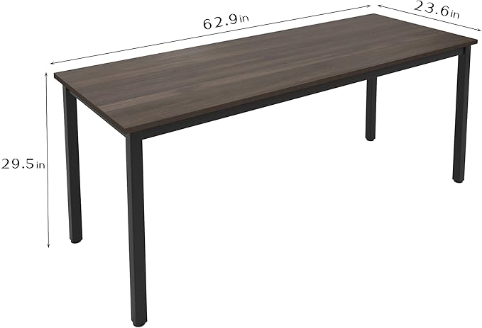 SogesGame Computer Desk, 63 inches Office Desk Computer Table Study Writing Desk Workstation for Home Office, Dining Table Walnut - LeafyLoom
