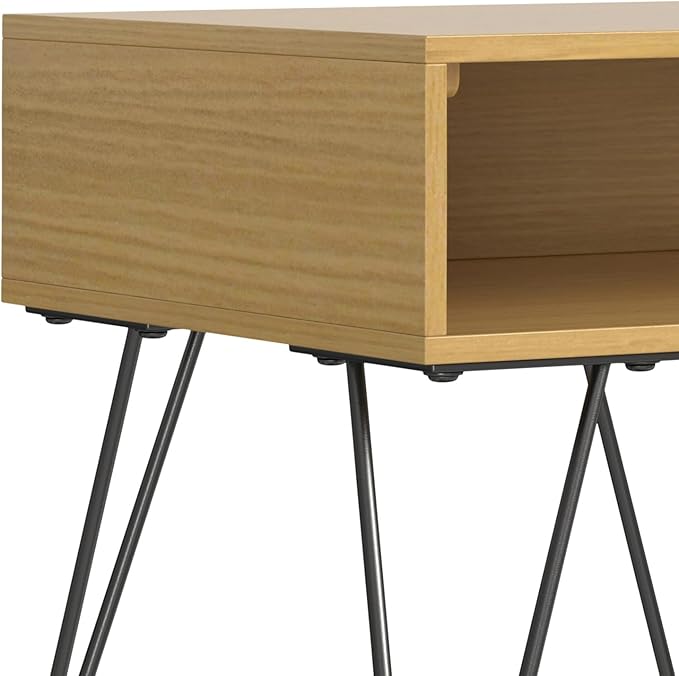 SIMPLIHOME Hunter End Table, 22 inch, Oak Veneer - LeafyLoom