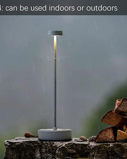 2 Pack Rechargeable Cordless Table Lamp Outdoor Portable LED Battery Operated Light - 3 Color Temperatures Touch Dimmable, IP54 Protection, Suitable for Indoor or Outside (Grey) - LeafyLoom