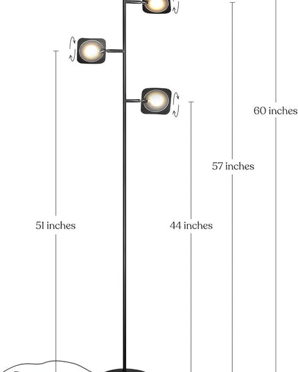 Brightech Tree Floor Lamp for Living Rooms & Offices, Dimmable Standing Lamp for Bedroom Reading, LED Spotlight Floor Lamp, Tall Lamp with Adjustable Panels for Minimal Space Use - Black - LeafyLoom