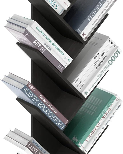 Furinno Bookshelf 9-Tier Floor Standing Tree Bookcase, Espresso - LeafyLoom