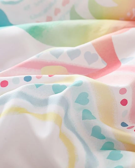 Queen Comforter Set for Girls, 7 Pieces Bed in a Bag, Colorful Unicorn Bedding Comforter Sheet Set, Ultra Soft and Fluffly, Pink & Rainbow Color, Colorful Bed in a Bag for Girls - LeafyLoom
