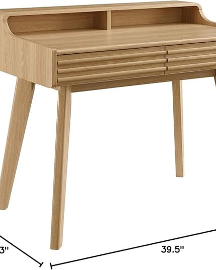 Modway Render Mid-Century Modern Office, Writing Desk, Oak - LeafyLoom