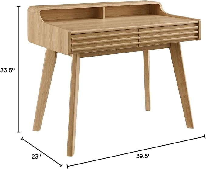 Modway Render Mid-Century Modern Office, Writing Desk, Oak - LeafyLoom