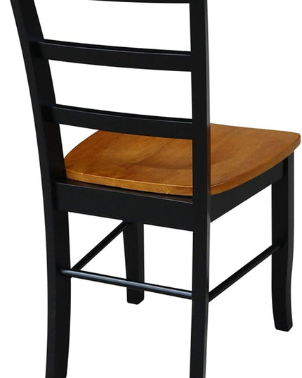 International Concepts Pair of Madrid LadderBack Chairs, Black/Cherry - LeafyLoom