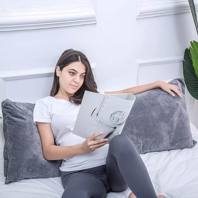 Full Body Pillow for Adults, Long Sleeping, Big Pillows Bed, Firm Large with Velvet Cover, 20x54 Inches (Dark Grey) - LeafyLoom