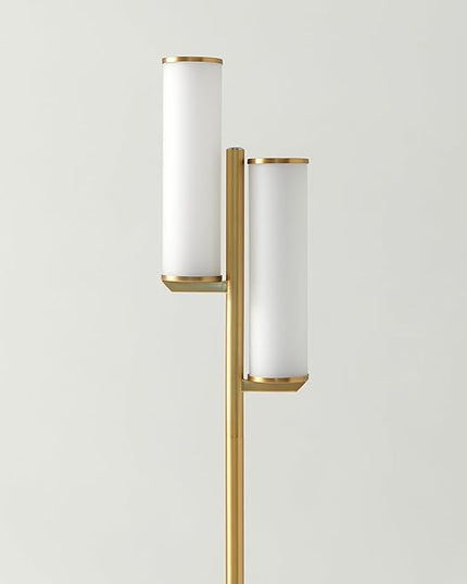 Brightech Gemini Floor Lamp, Dimmable Standing Lamp with Two Lights for Bedroom Reading, Modern Tall Tree Lamp for Offices, Mid-Century LED Lamp for Living Rooms, Great Living Room Decor - Gold/Brass - LeafyLoom