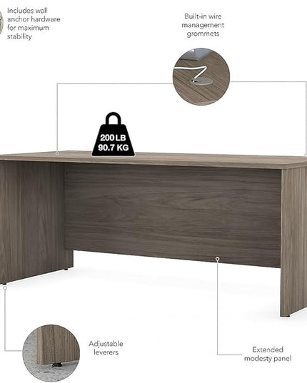 Bush Business Furniture Studio C 72-inch W Computer Desk, Modern Hickory (SCD272MH) - LeafyLoom