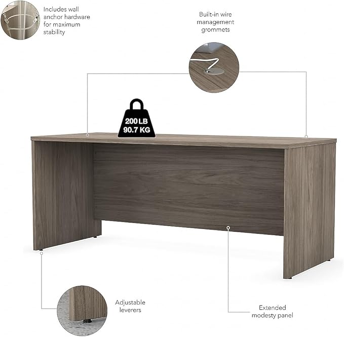 Bush Business Furniture Studio C 72-inch W Computer Desk, Modern Hickory (SCD272MH) - LeafyLoom
