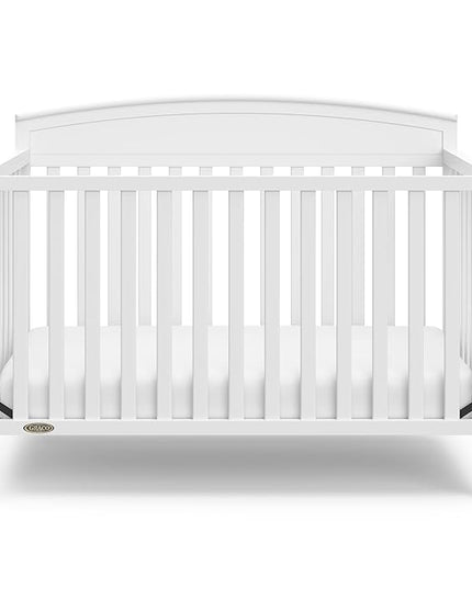 Graco Benton 5-in-1 Convertible Crib (White) – GREENGUARD Gold Certified, Converts from Baby Crib to Toddler Bed, Daybed and Full-Size Bed, Fits Standard Full-Size Crib Mattress - LeafyLoom