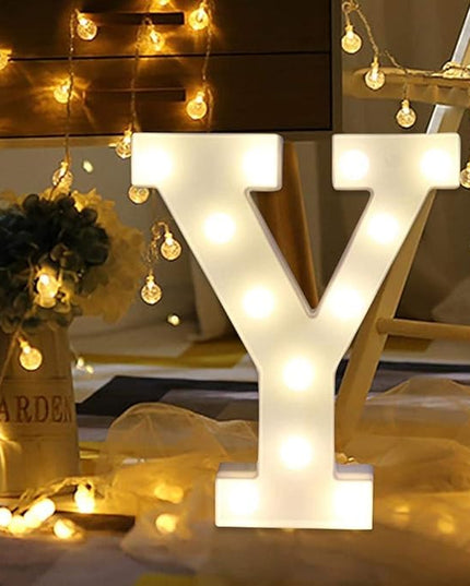 LED Marquee Letter Lights Sign Y 26 Alphabet Light Up Letters Sign for Night Light Wedding Birthday Party Battery Powered Christmas Lamp Home Bar Decoration (A) - LeafyLoom