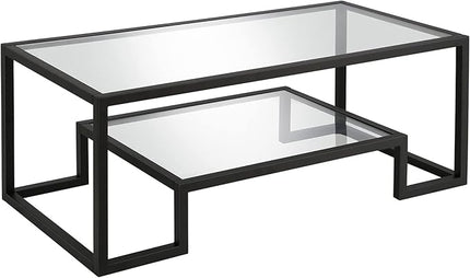 Henn&Hart 45" Wide Rectangular Coffee Table in Blackened Bronze, Modern coffee tables for living room, studio apartment essentials - LeafyLoom